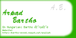 arpad bartho business card